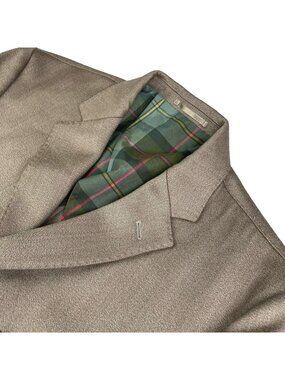 Crittenden Men's 100% Wool Leather Elbow Patches 3-Button Blazer Beige • 40R